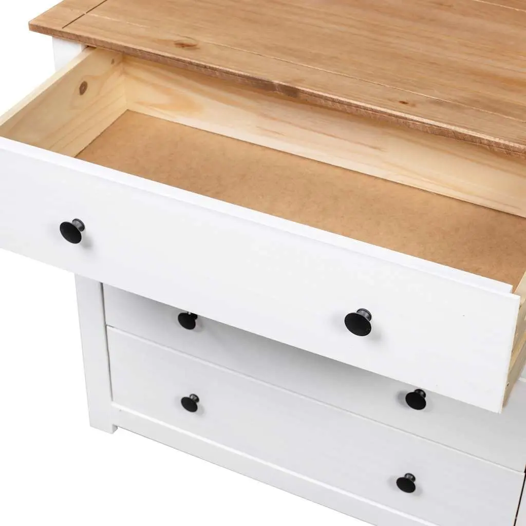 White Side Cabinet with 4 Drawers