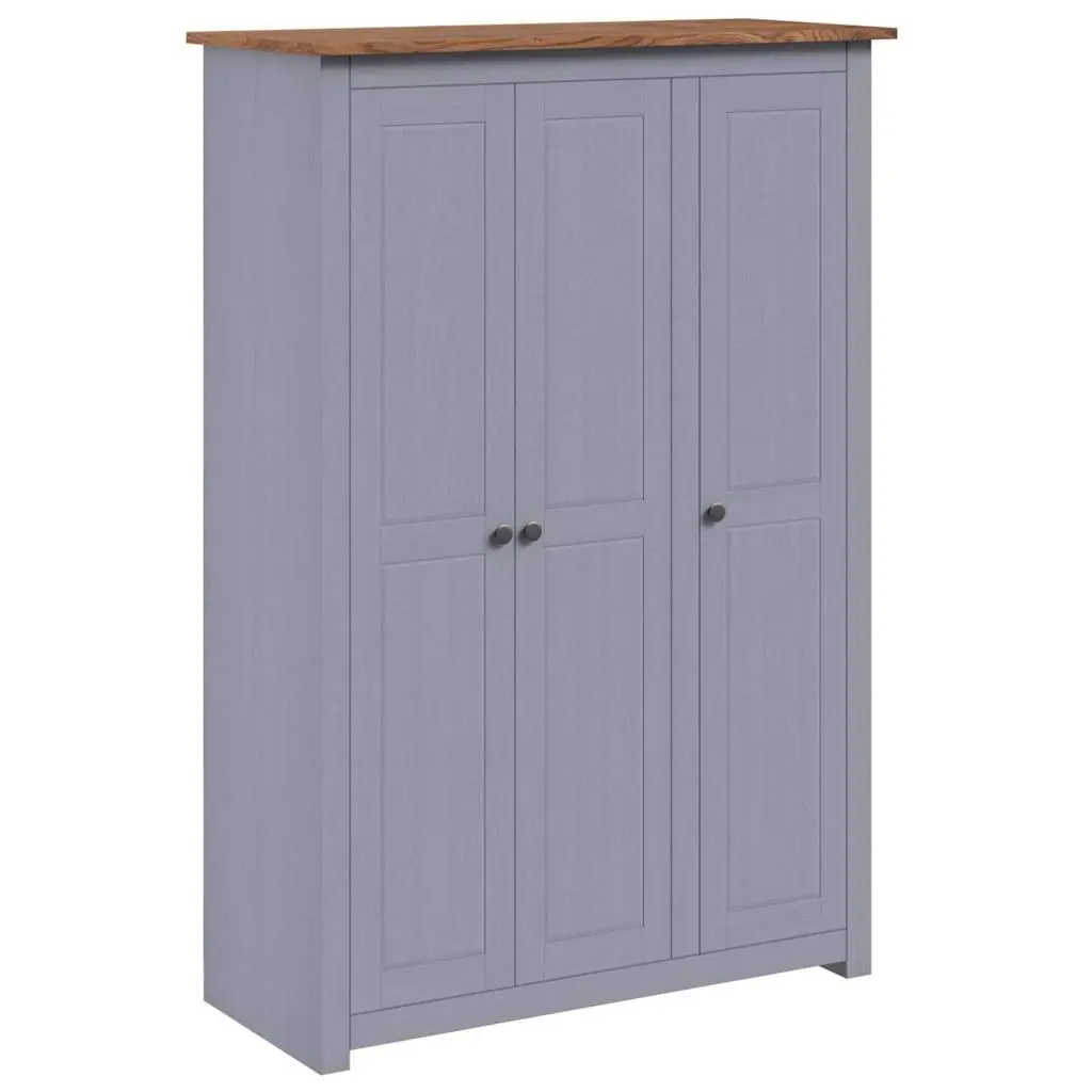 3-Door Wardrobe Solid Pinewood Grey 118W x 50D x 171.5H cm