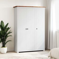 Premium White 3-Door Wardrobe with Pine Shelves