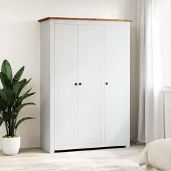 Premium White 3-Door Wardrobe with Pine Shelves