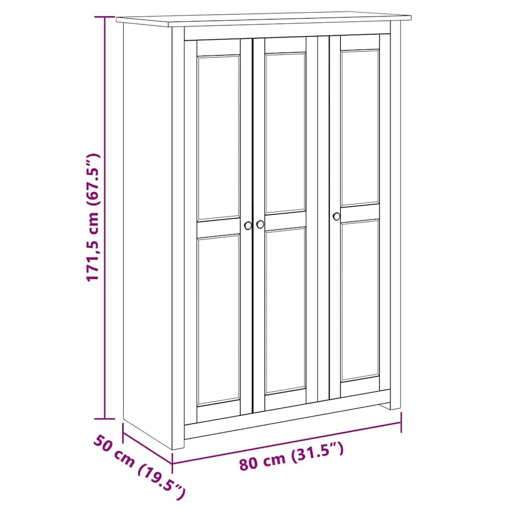 3-Door Wardrobe Solid Pinewood White 118 x 50 x 171.5 cm Storage Cabinet Cupboard Bedroom Furniture
