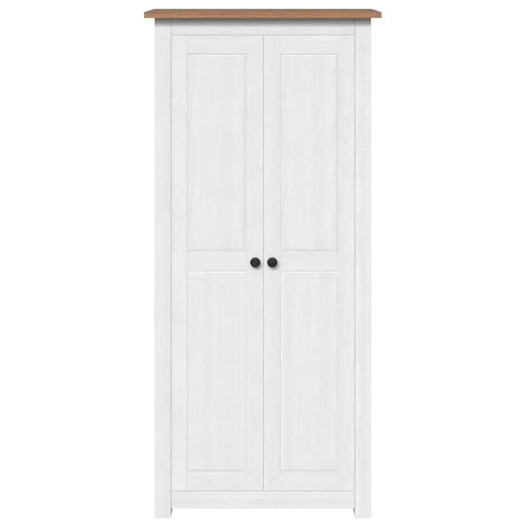 White Wardrobe Solid Pine Storage Cabinet Bedroom Cupboard Hanging Rod Shelf