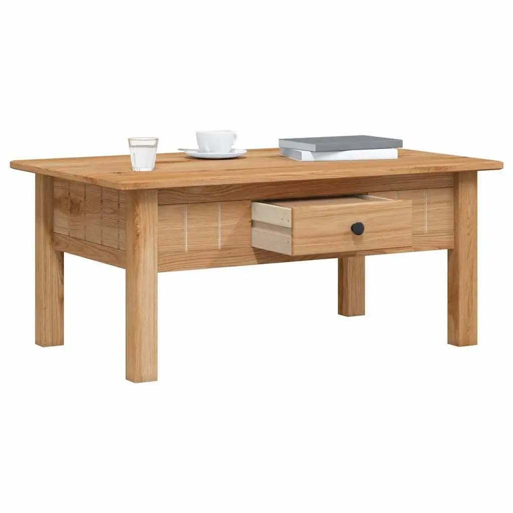 Solid Pine Wood Coffee Table with Storage Drawer