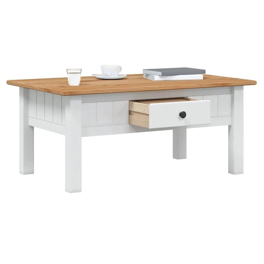 Solid Pine Wood Coffee Table with Storage Drawer