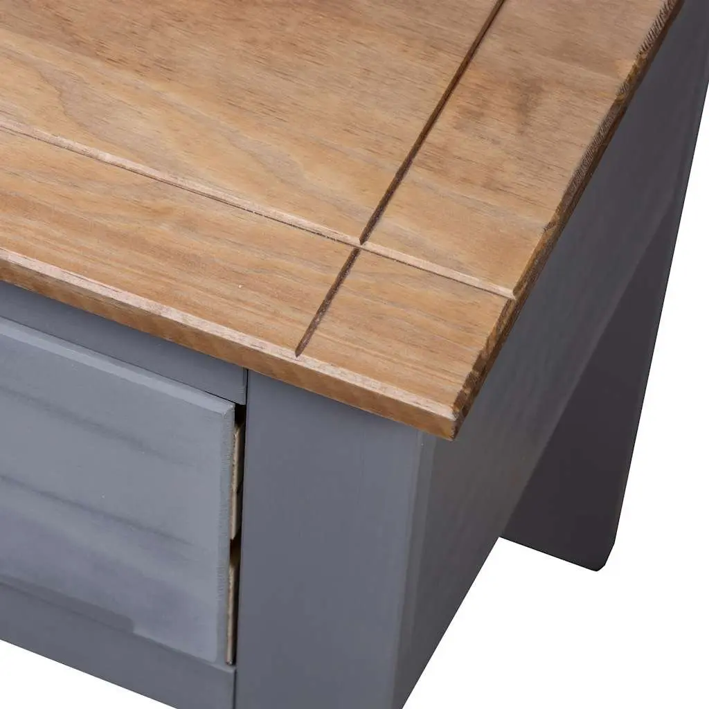 Bedside Cabinet Grey Nightstand Drawer Storage Furniture Pine Wood 46x40x57cm