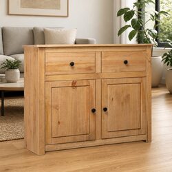 Solid Pinewood Sideboard with 2 Drawers and 2 Doors