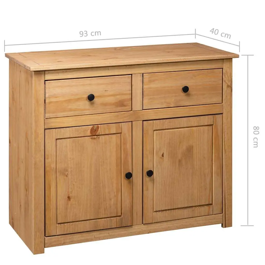 Solid Pinewood Sideboard with 2 Drawers and 2 Doors