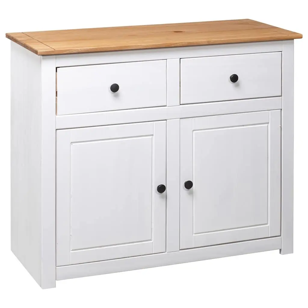 Sideboard Solid Pinewood White 93W x 40D x 80H cm 2 Drawers 2 Doors