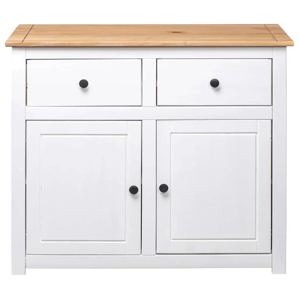 Sideboard Solid Pinewood White 93W x 40D x 80H cm 2 Drawers 2 Doors