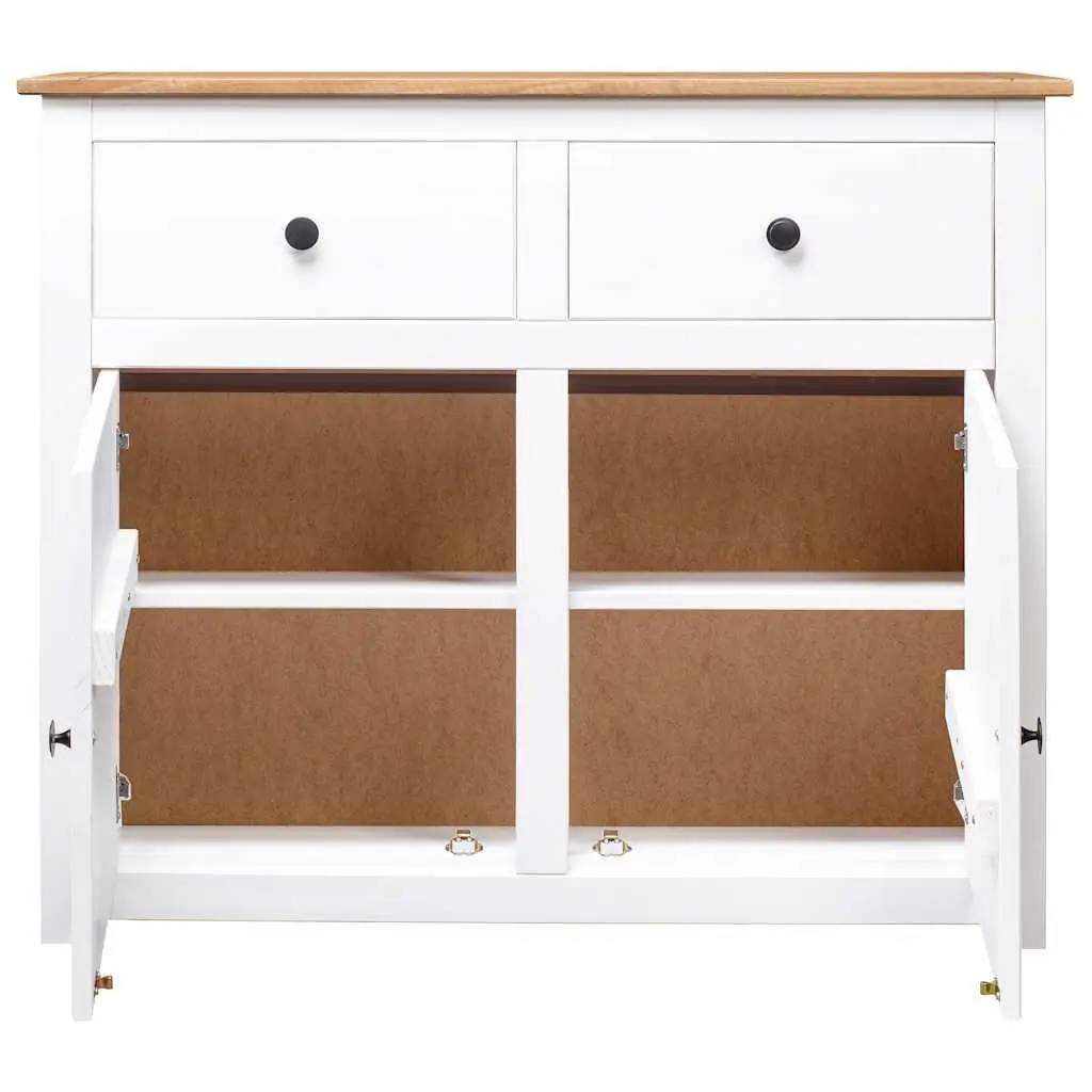 Sideboard Solid Pinewood White 93W x 40D x 80H cm 2 Drawers 2 Doors