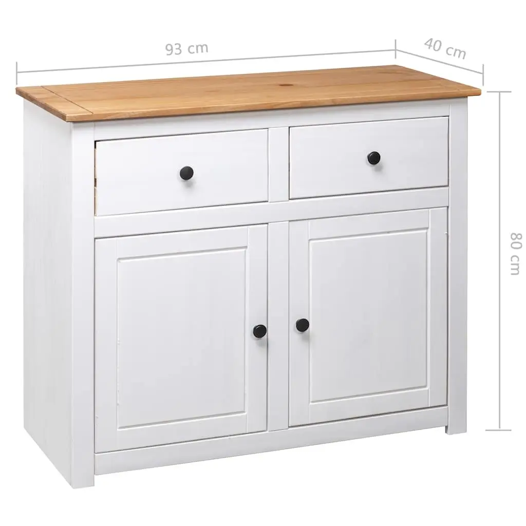 Sideboard Solid Pinewood White 93W x 40D x 80H cm 2 Drawers 2 Doors