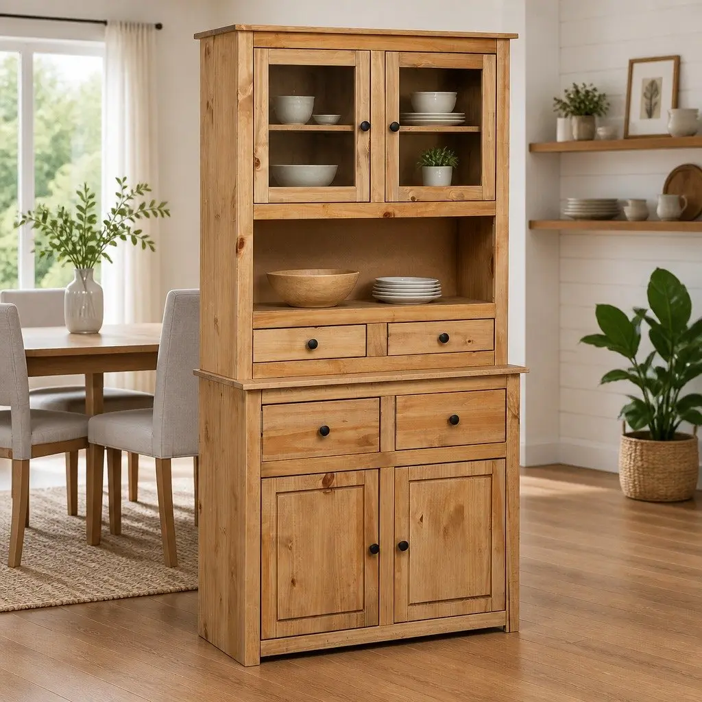 Solid Pine Highboard 93x40.5x180 cm Brown Storage Cabinet Rustic Design