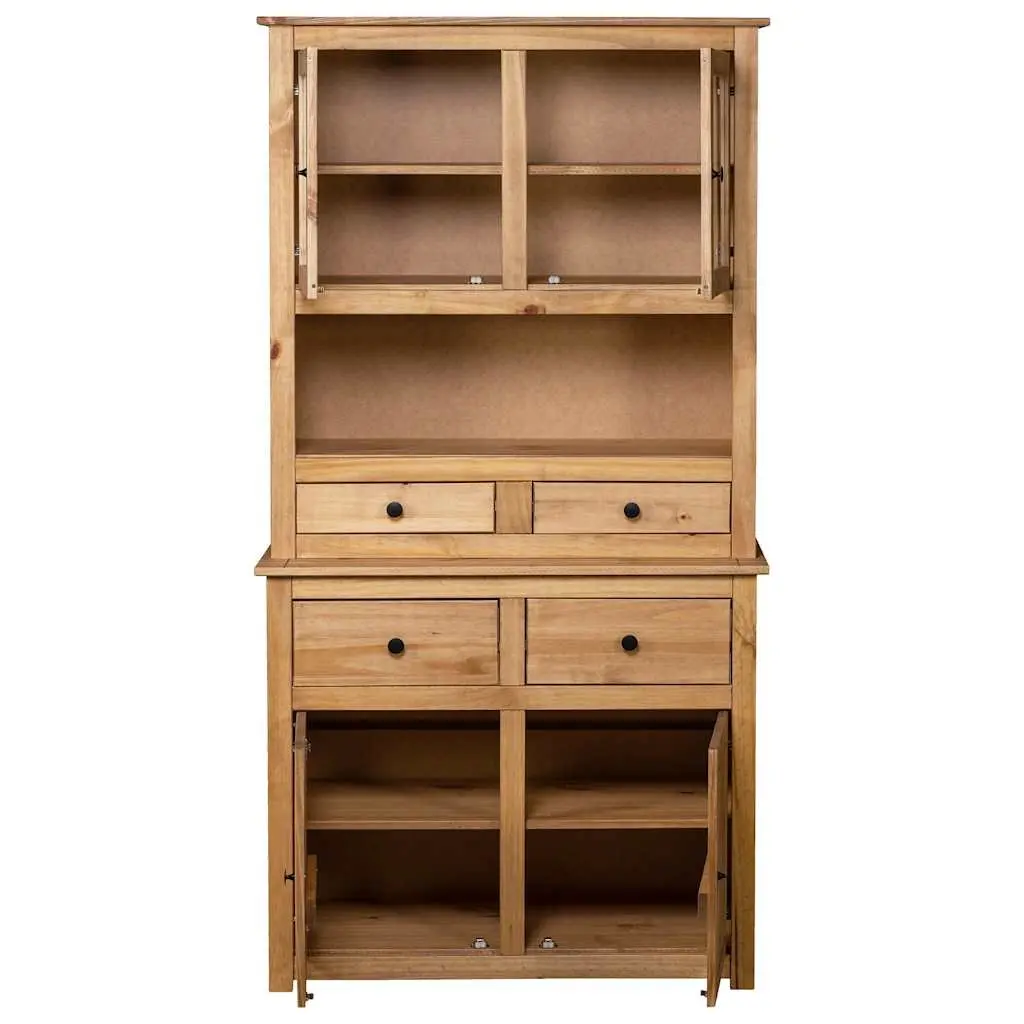 Solid Pine Highboard 93x40.5x180 cm Brown Storage Cabinet Rustic Design