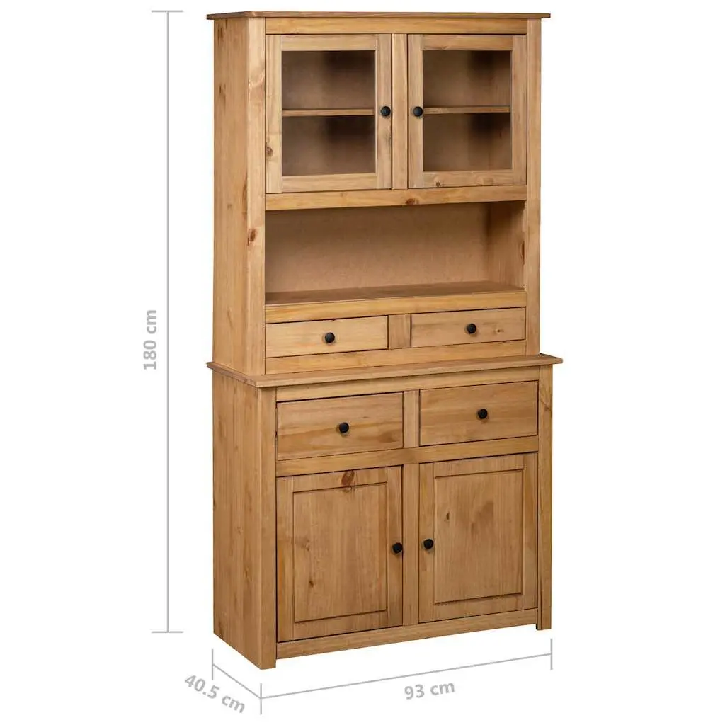 Solid Pine Highboard 93x40.5x180 cm Brown Storage Cabinet Rustic Design