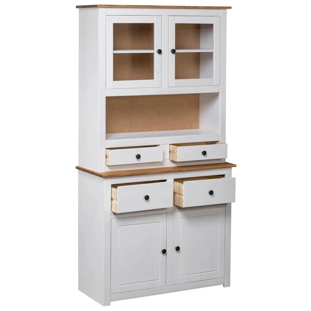 Solid Pine Wood Storage Cabinet Highboard in White