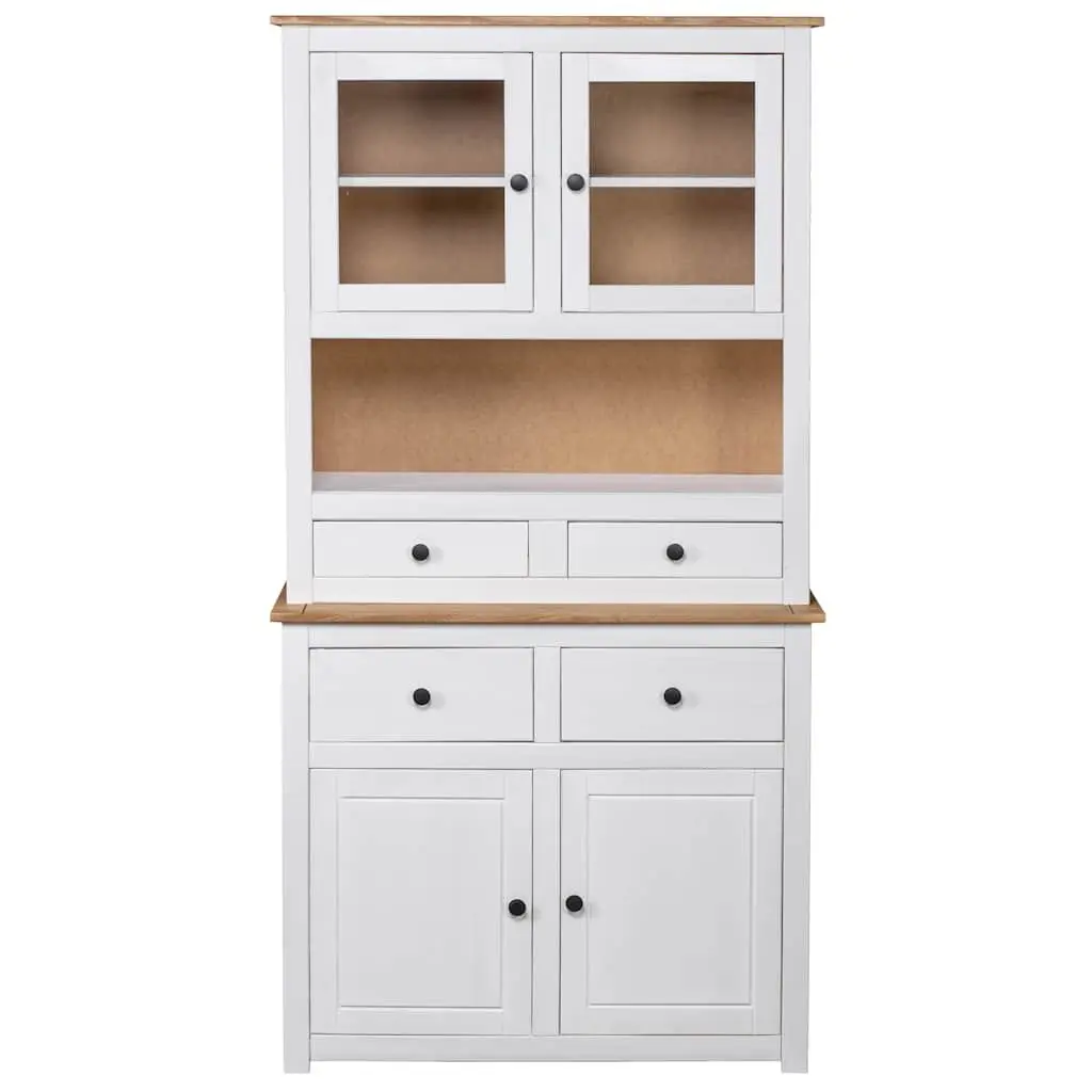 Solid Pine Wood Storage Cabinet Highboard in White