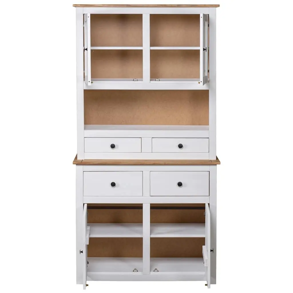 Solid Pine Wood Storage Cabinet Highboard in White