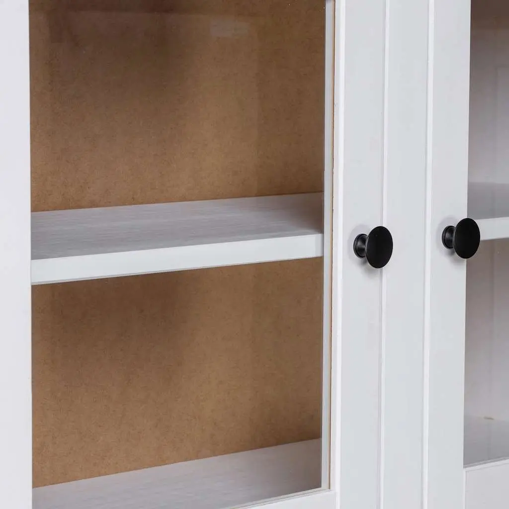 Solid Pine Wood Storage Cabinet Highboard in White