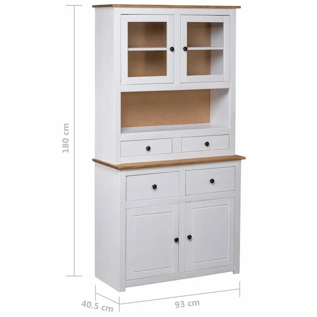Solid Pine Wood Storage Cabinet Highboard in White