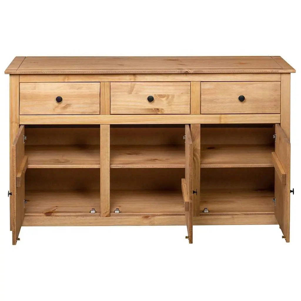 Solid Pinewood Sideboard 135x40x80 cm Brown Storage Cabinet Buffet Chest