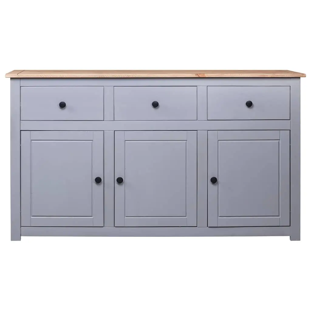 Solid Pinewood Grey Storage Sideboard with 3 Drawers