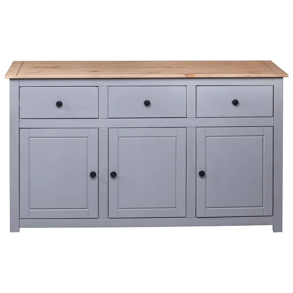 Solid Pinewood Grey Storage Sideboard with 3 Drawers