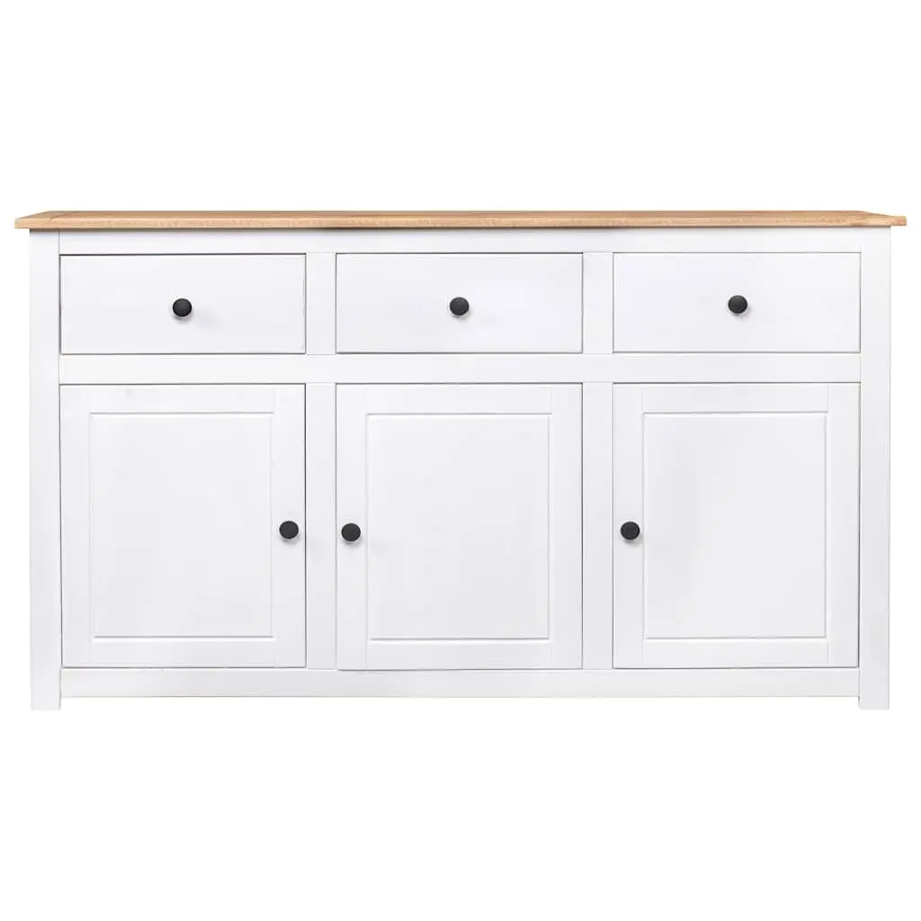 Solid Pinewood White Sideboard with 3 Drawers