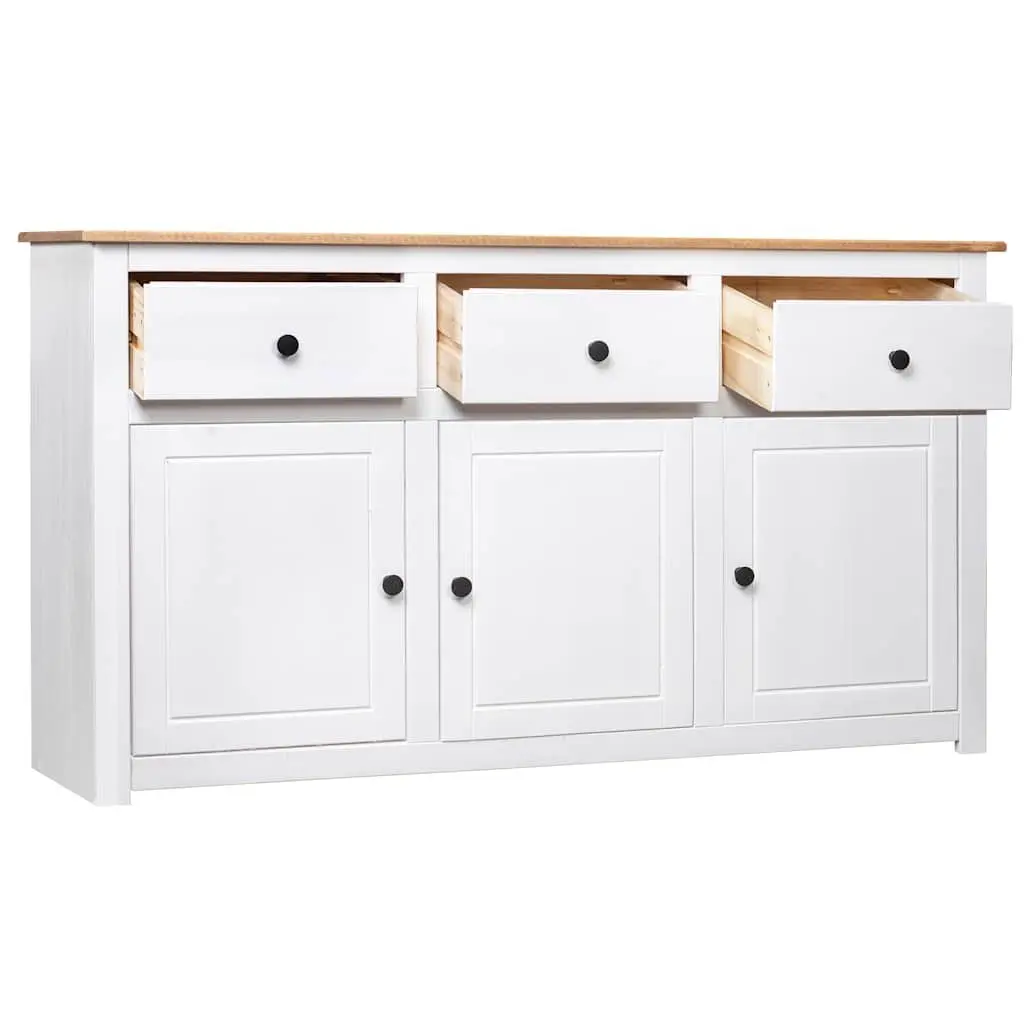 Solid Pinewood White Sideboard with 3 Drawers