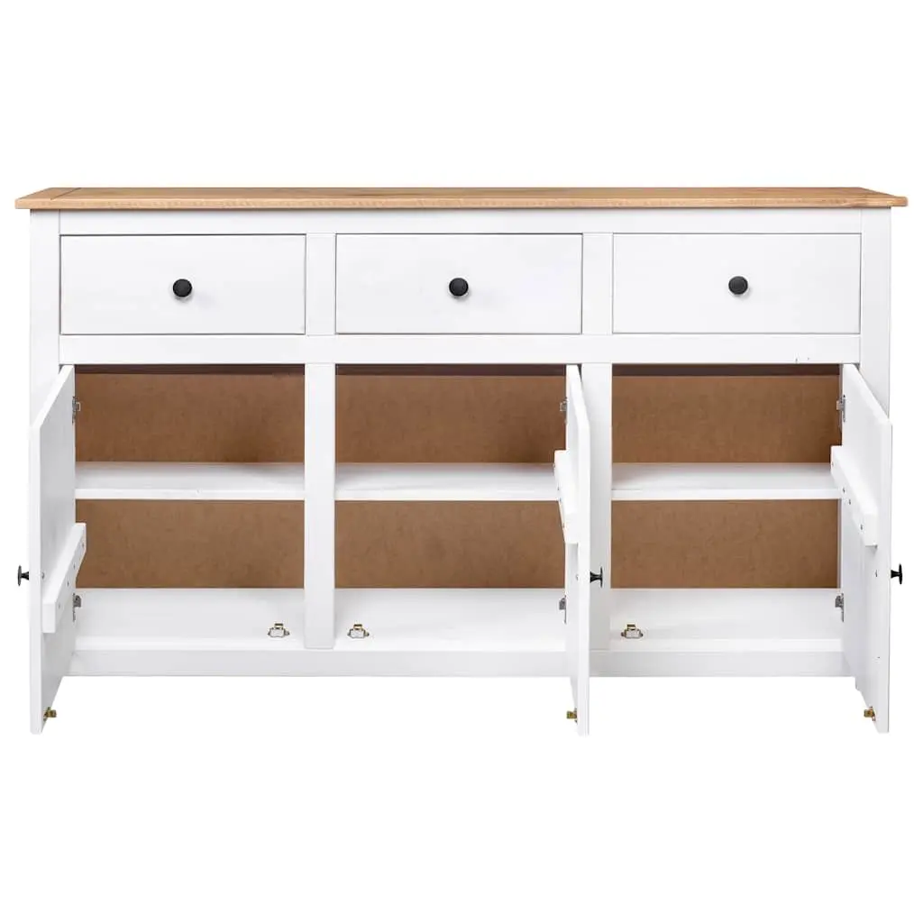Solid Pinewood White Sideboard with 3 Drawers