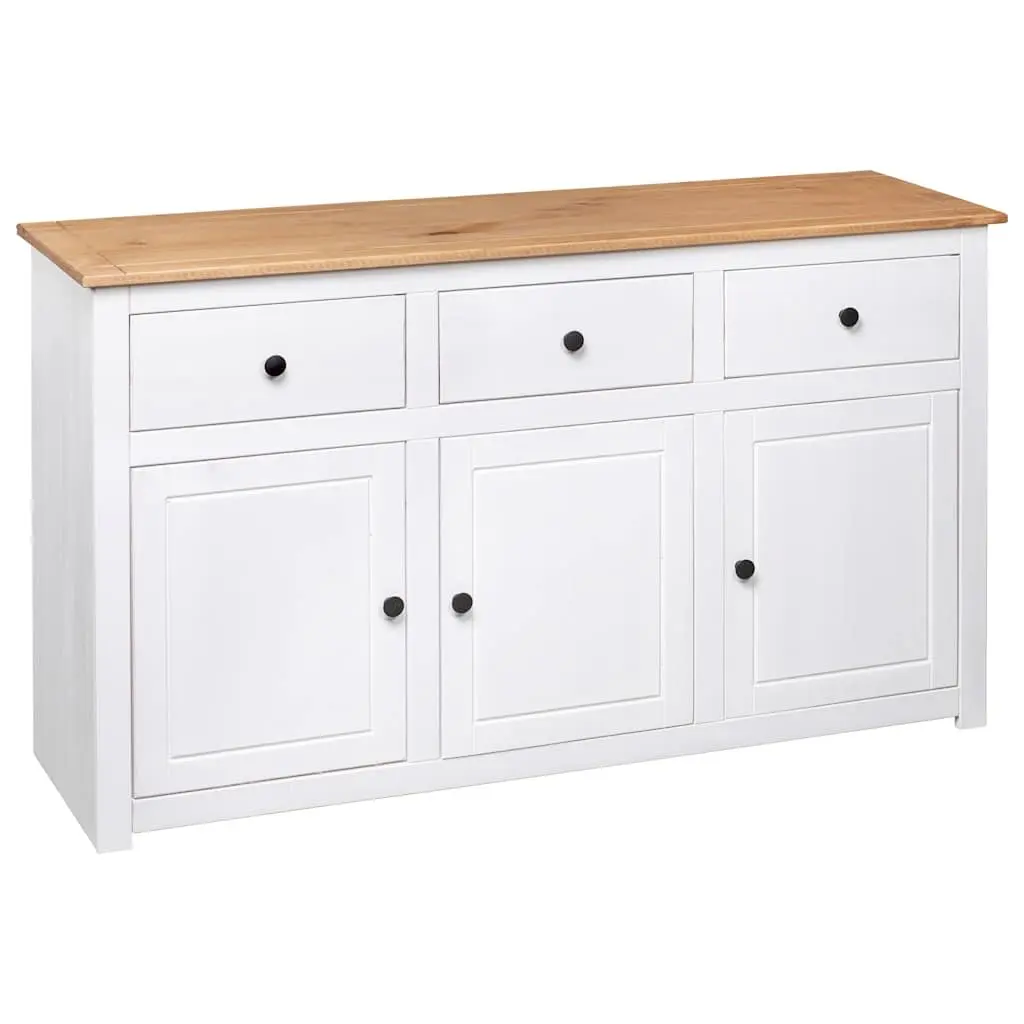Solid Pinewood White Sideboard with 3 Drawers
