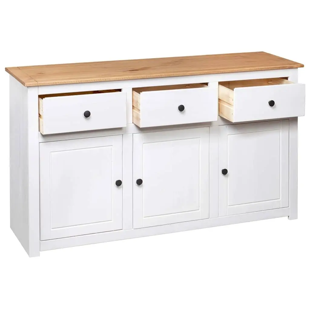 Solid Pinewood White Sideboard with 3 Drawers