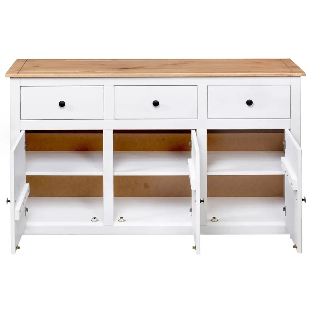 Solid Pinewood White Sideboard with 3 Drawers
