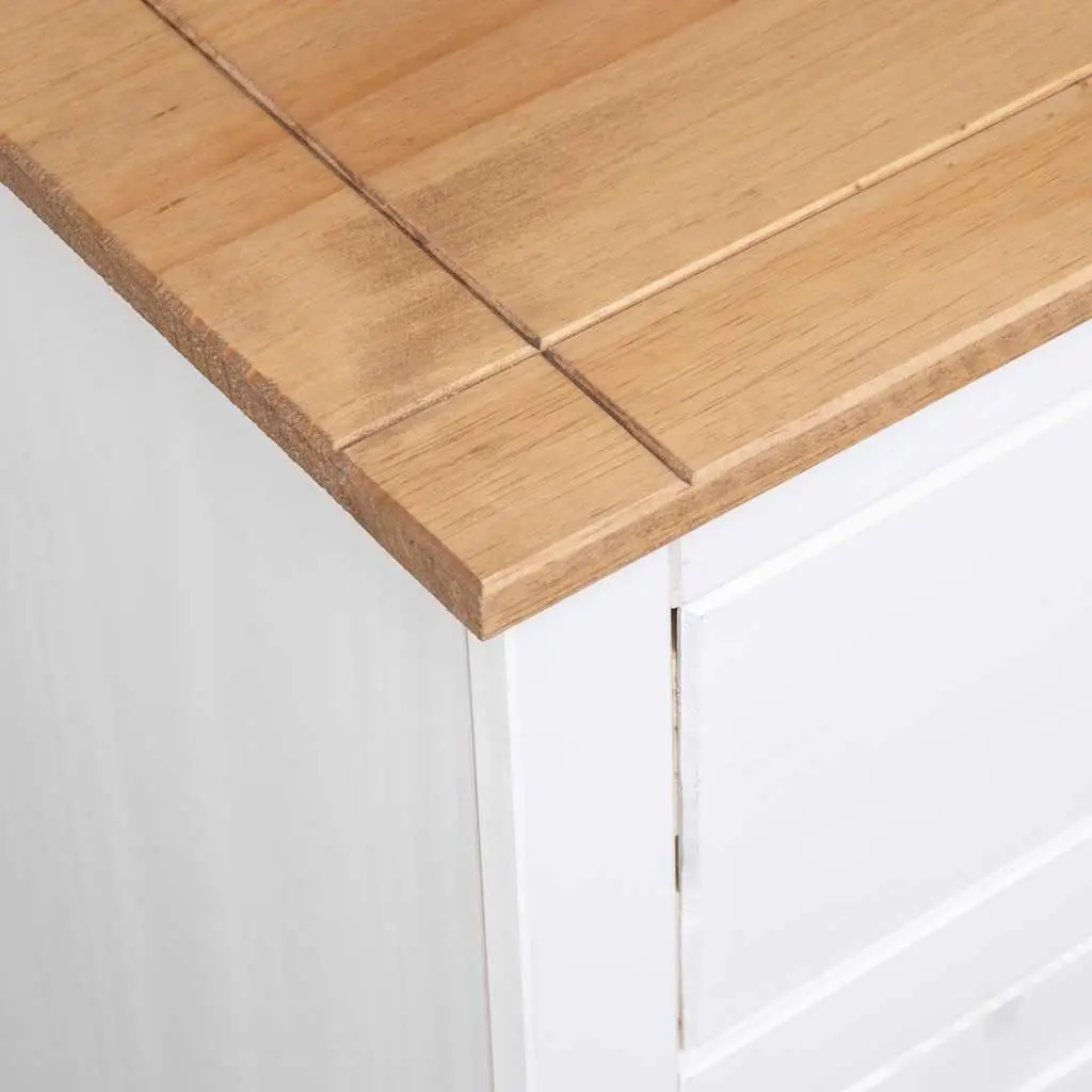 Solid Pinewood White Sideboard with 3 Drawers