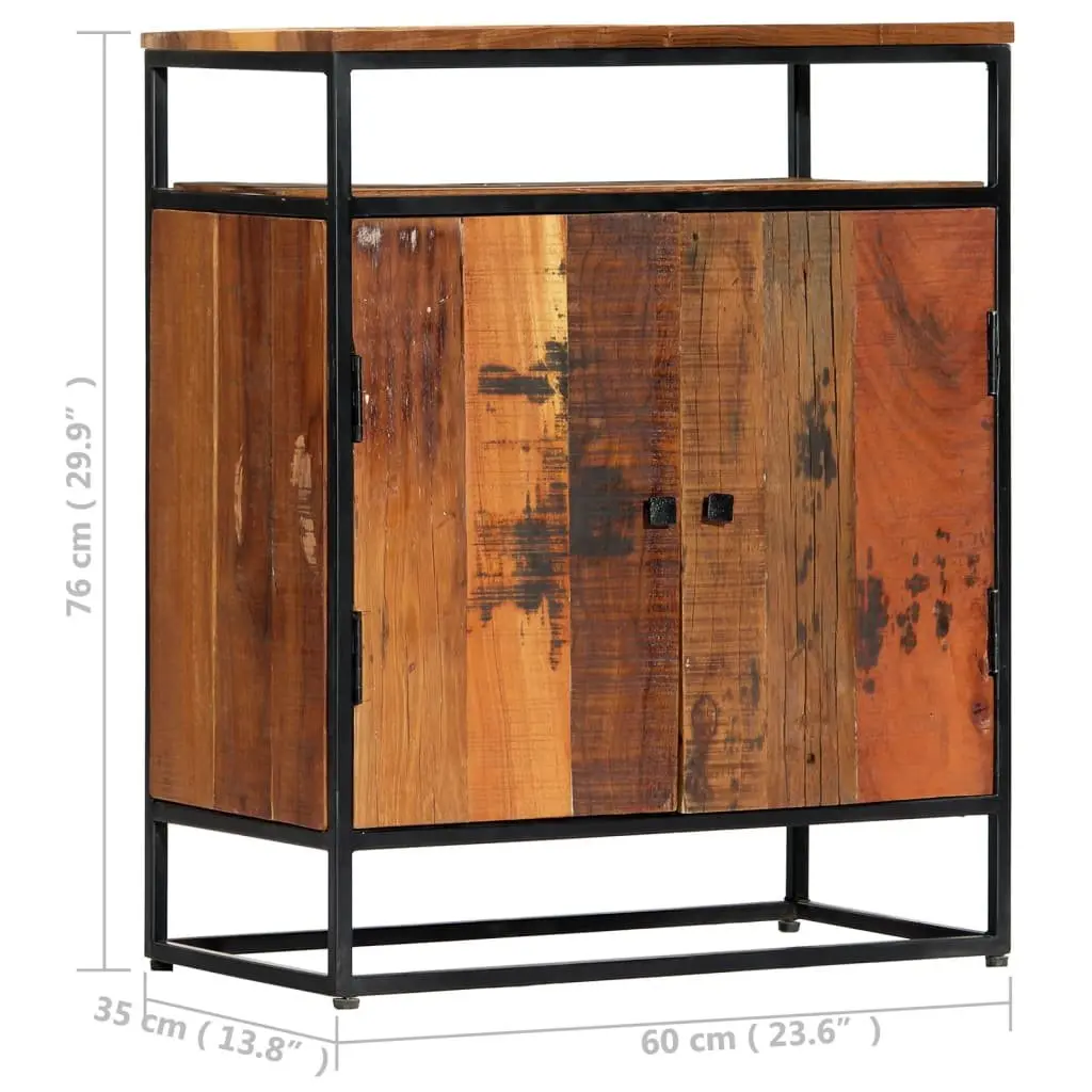 Solid Reclaimed Wood Side Cabinet 60x35x76cm Brown Sideboard Storage 2 Doors