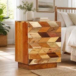 Reclaimed Wood Nightstand with 2 Drawers 40x30x50 cm
