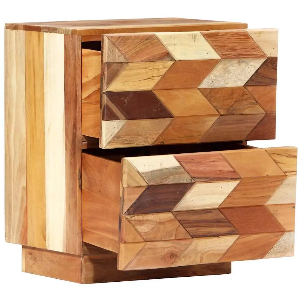 Reclaimed Wood Nightstand 40x30x50cm Brown Bedside Cabinet with 2 Drawers