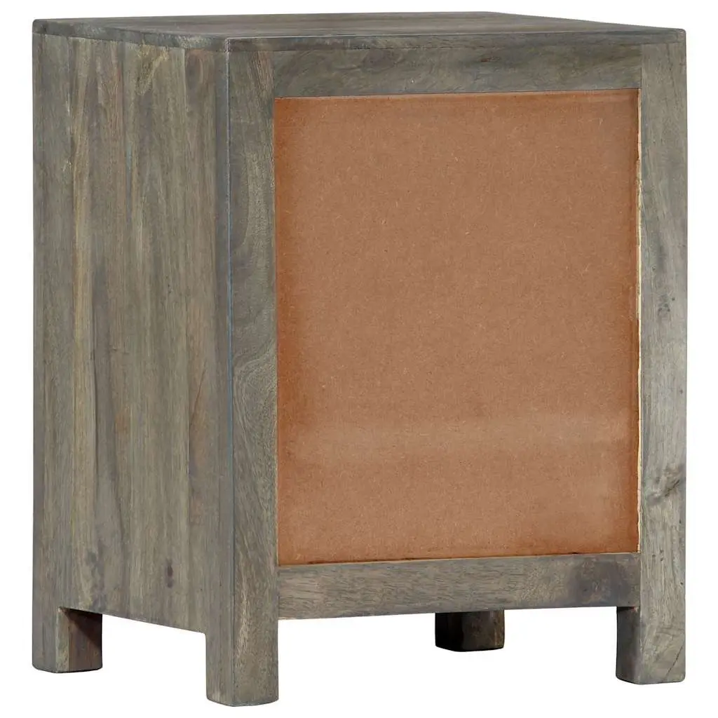 Grey Bedside Cabinet with Solid Mango Wood