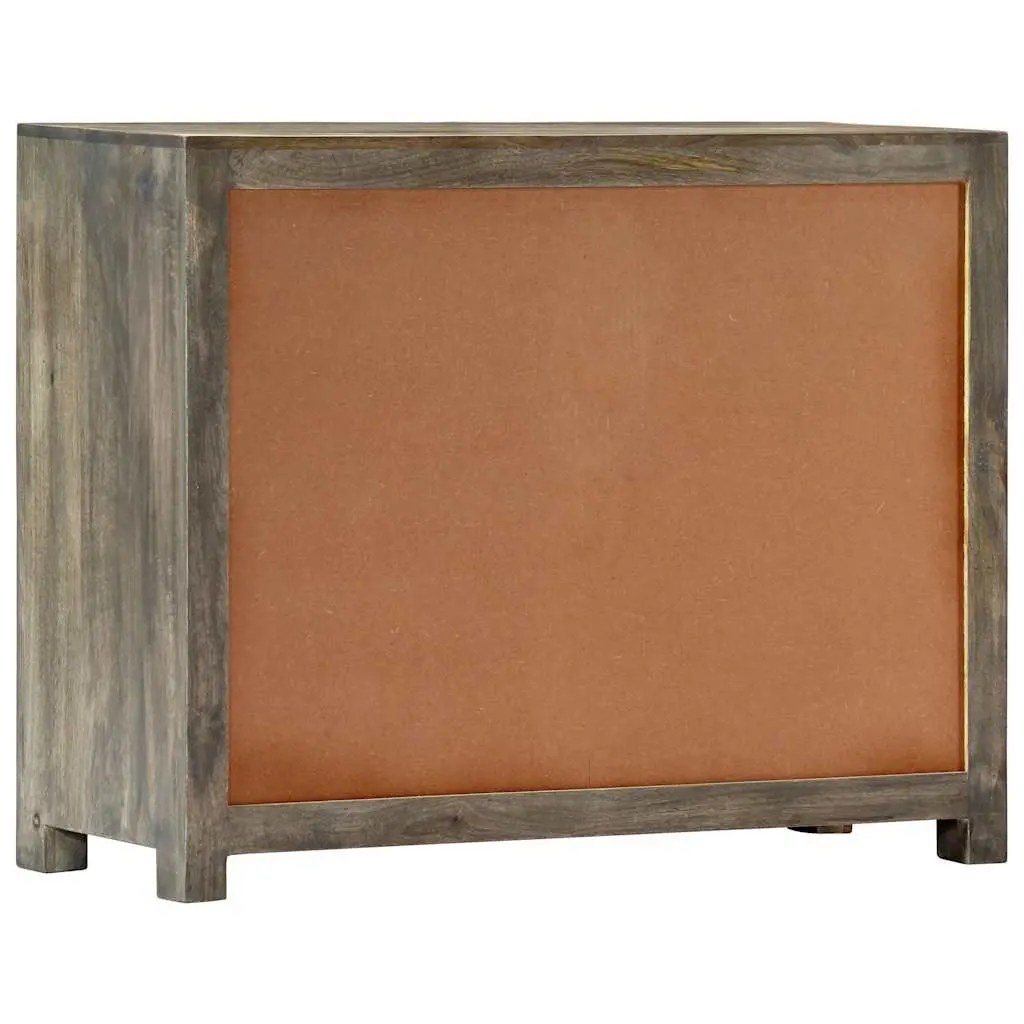 Mid-Century Solid Mango Wood Side Cabinet with Drawers