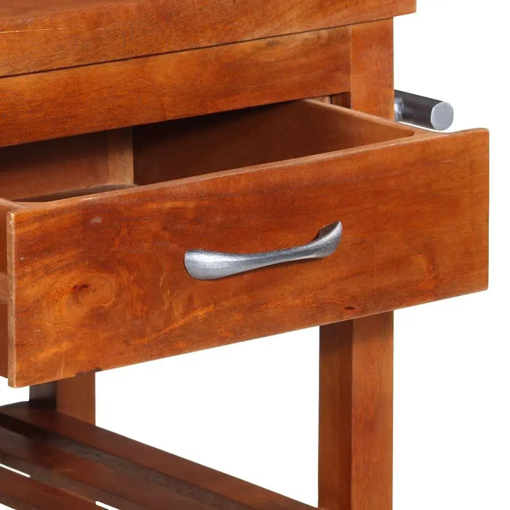 Kitchen Trolley Solid Acacia Wood Storage Cart 100x48x89cm Brown Dining