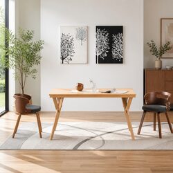 Set of 2 Grey Dining Chairs with Solid Wood Frame