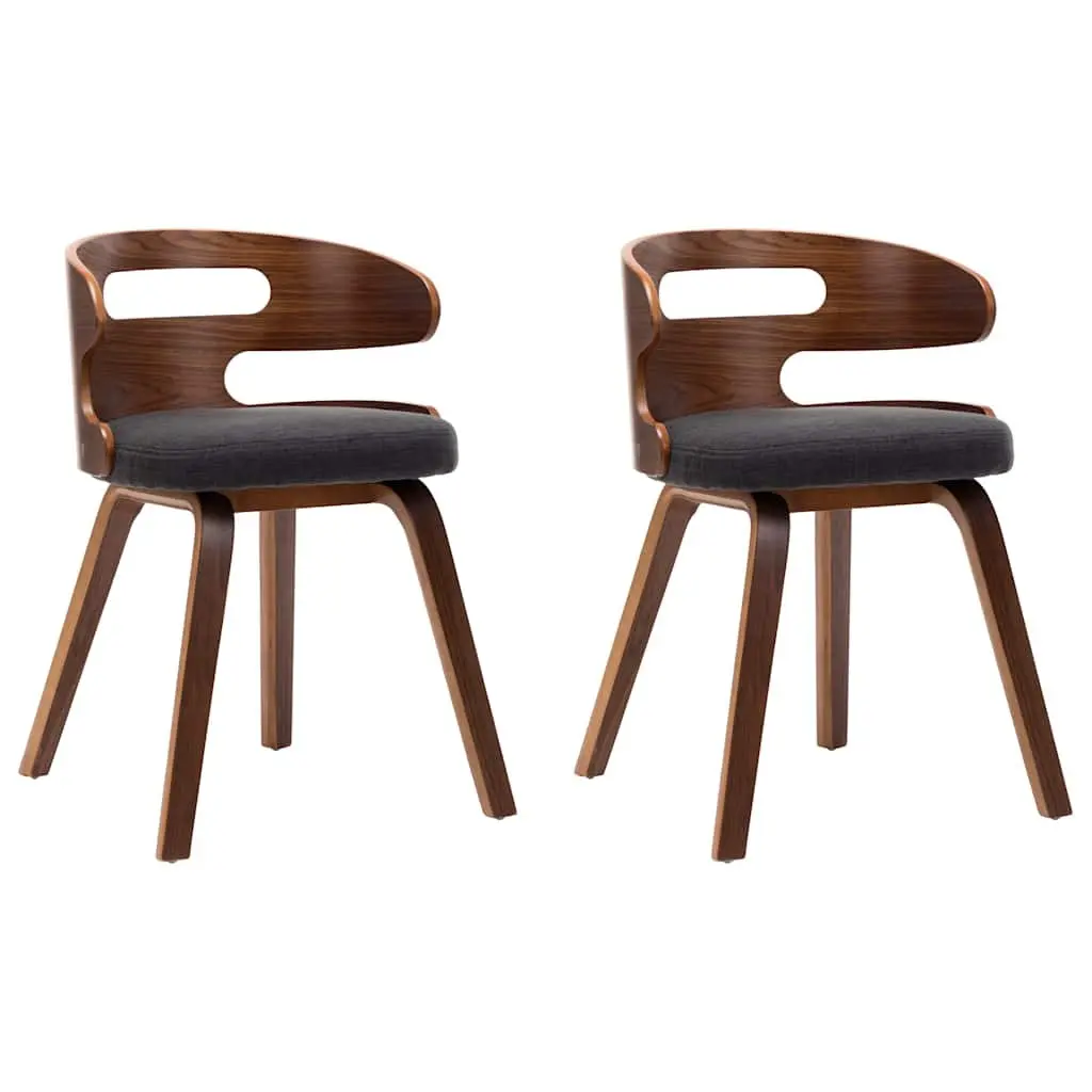 Set of 2 Grey Dining Chairs with Solid Wood Frame