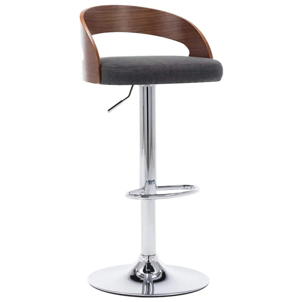 Bar Stools Fabric Grey Height Adjustable Bentwood Frame Set of 2