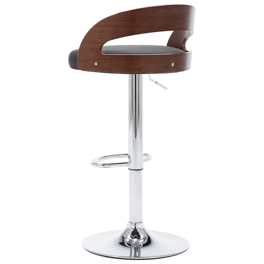 Bar Stools Fabric Grey Height Adjustable Bentwood Frame Set of 2