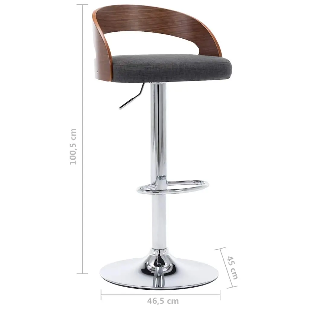 Bar Stools Fabric Grey Height Adjustable Bentwood Frame Set of 2