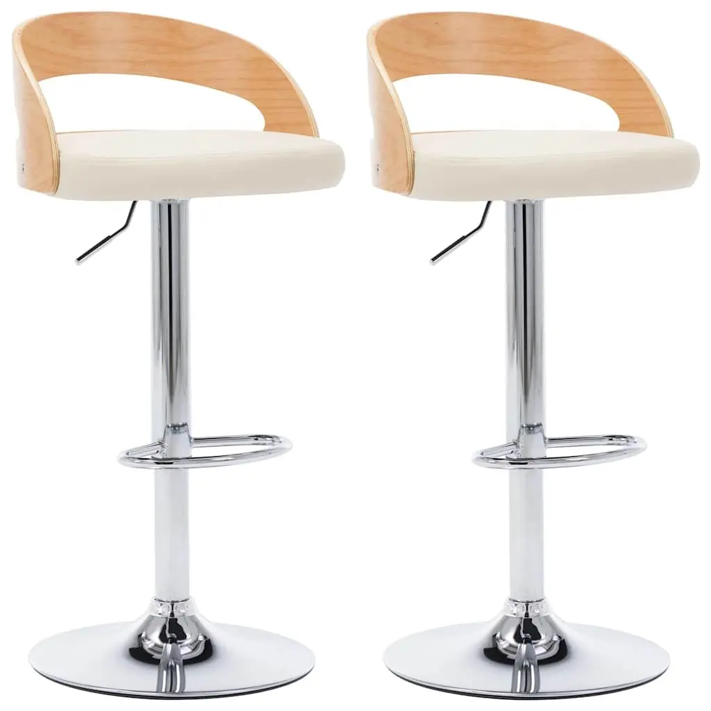 Cream Bar Stools Set of 2 with Adjustable Height