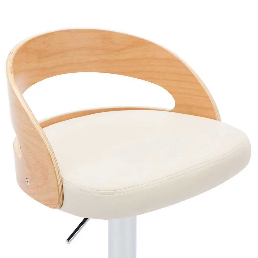 Cream Bar Stools Set of 2 with Adjustable Height
