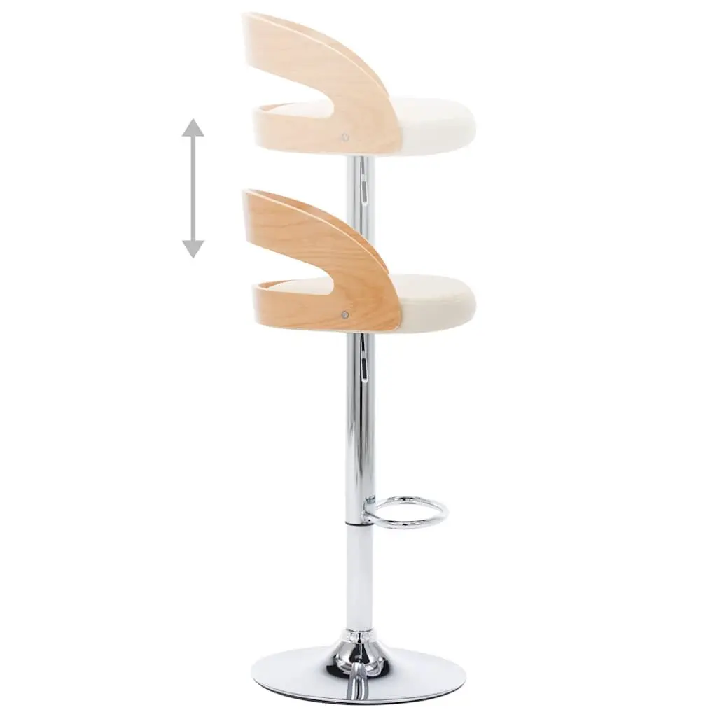 Cream Bar Stools Set of 2 with Adjustable Height