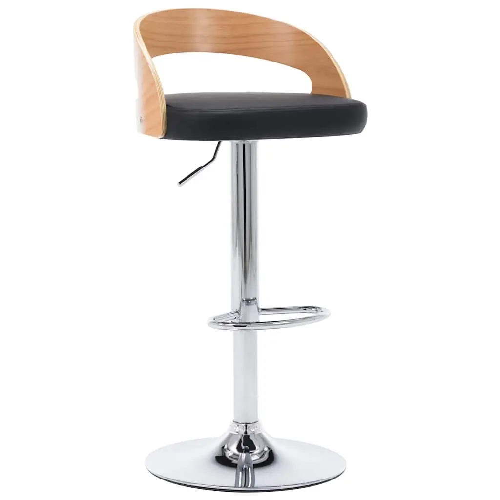 Bar Stools Faux Leather Height Adjustable Black 2 Piece Bentwood Frame