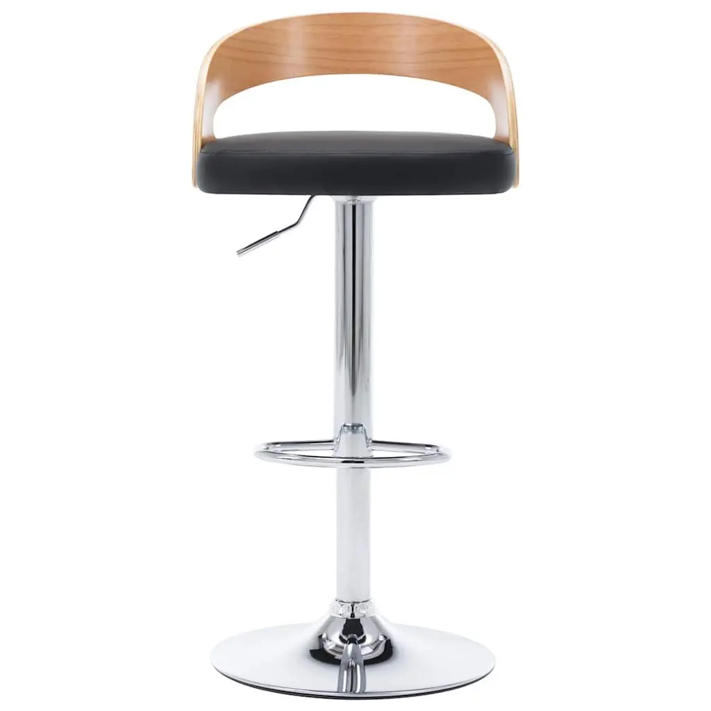 Bar Stools Faux Leather Height Adjustable Black 2 Piece Bentwood Frame