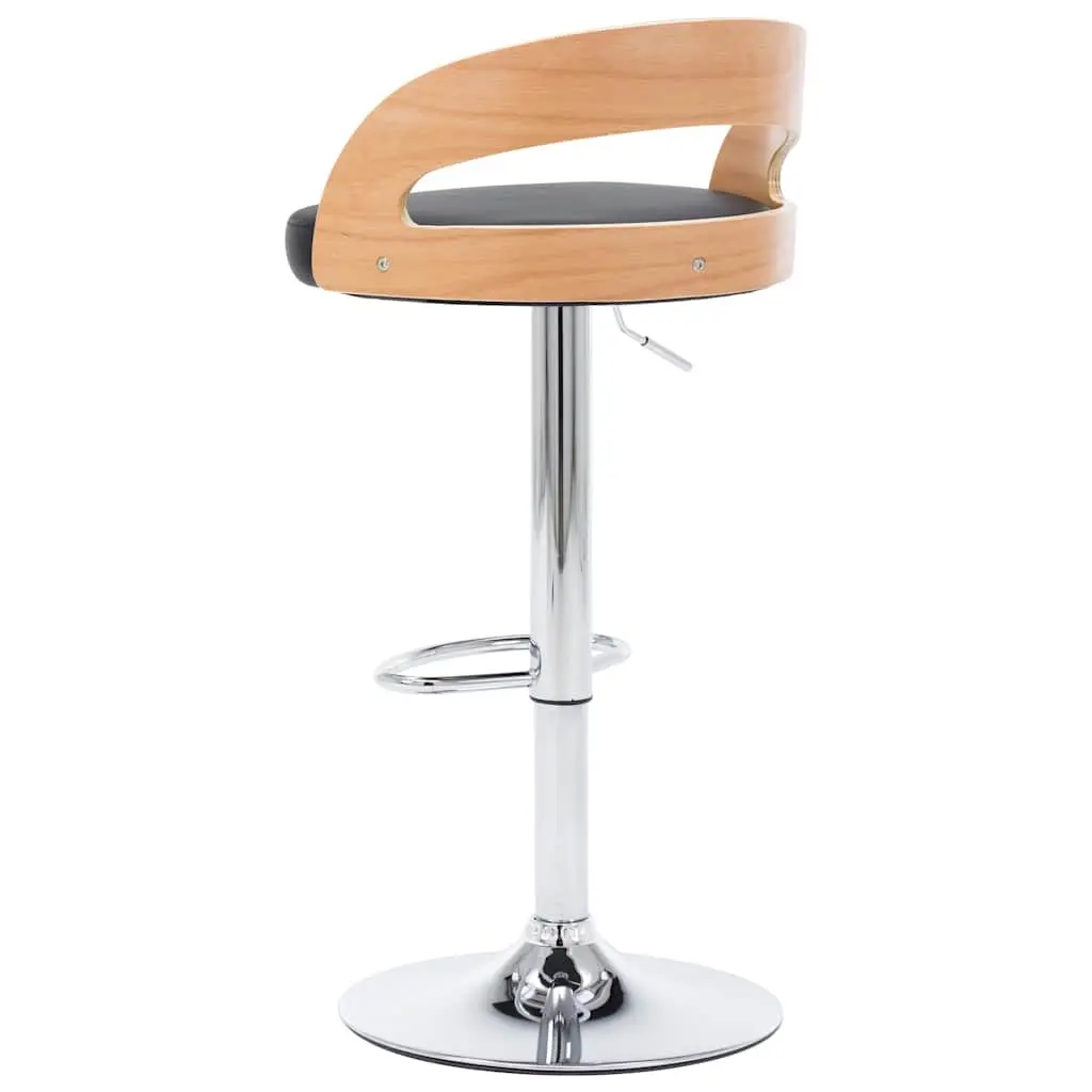 Bar Stools Faux Leather Height Adjustable Black 2 Piece Bentwood Frame